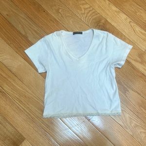 Brandy Melville white lace trim crop top.